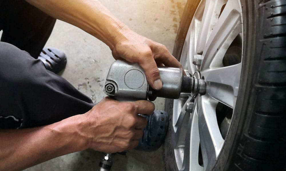 Man Repairing Tire